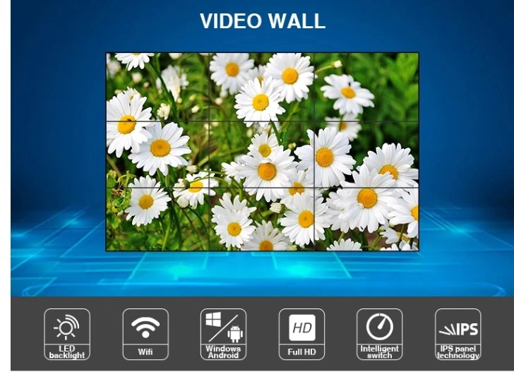 High Quality 55inch LCD Video Wall Monitor 3.5mm Sexy Video Full HD Indoor LCD Advertising Video Wall