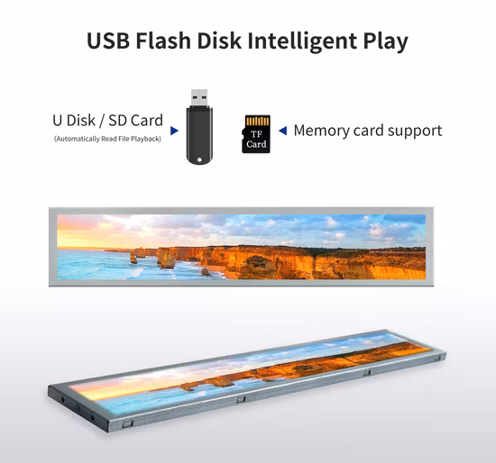 Factory Stretched Bar LCD Display Wall Mounted IPS Monitor Screen Digital Signage Indoor Outdoor Customized